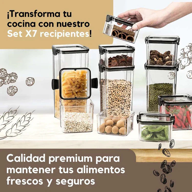 Set X7 Recipientes - La solución definitiva para tu cocina + (BONO EXCLUSIVO)